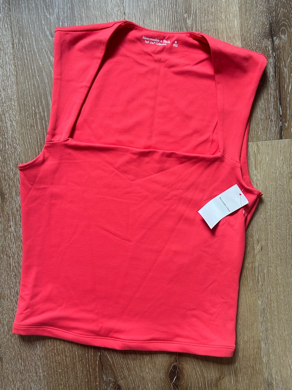 NWT Abercrombie & Fitch Women's Coral-Red Square Neck Tank